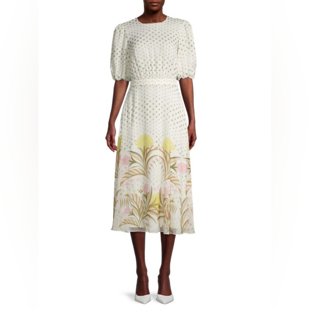 TED BAKER JOULIA DECO FLORAL PRINT MIDI/ MAX DRESS SZ US 4